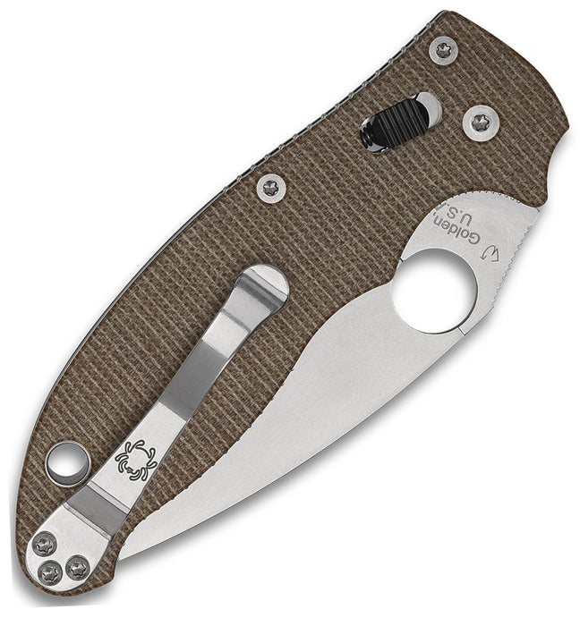 Spyderco Manix 2 Brown Micarta CPM Cru-Wear C101MPCW2 Pocket Knife