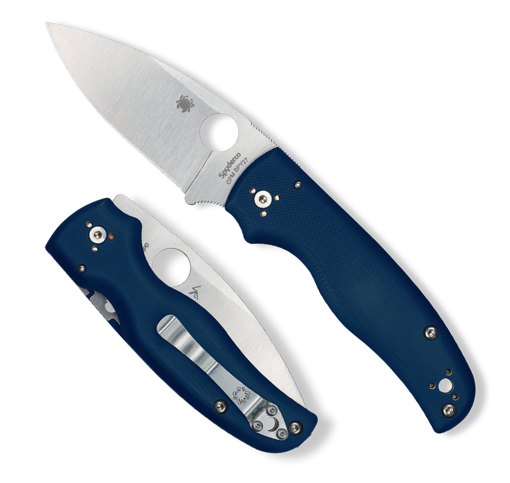 Spyderco Shaman CPM SPY27 G10 Plain Edge Cobalt Blue Pocket Knife C229GPCBL