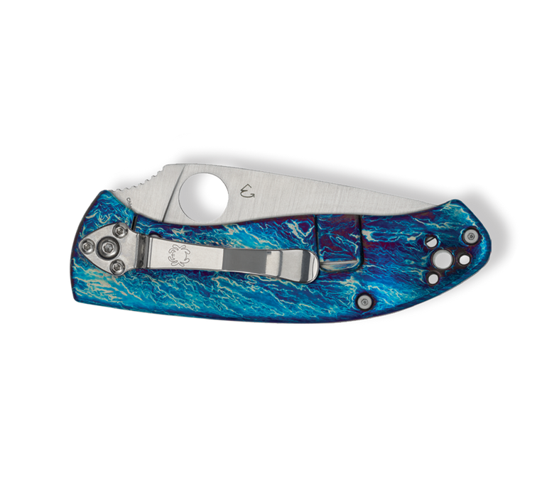 Spyderco Tenacious Blue Dissaray Titanium D2 Pocket Knife C122TIBLD2P