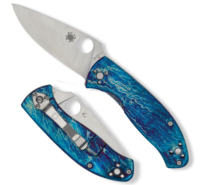 Spyderco Tenacious Blue Dissaray Titanium D2 Pocket Knife C122TIBLD2P