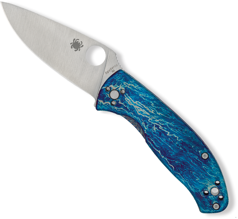 Spyderco Tenacious Blue Dissaray Titanium D2 Pocket Knife C122TIBLD2P