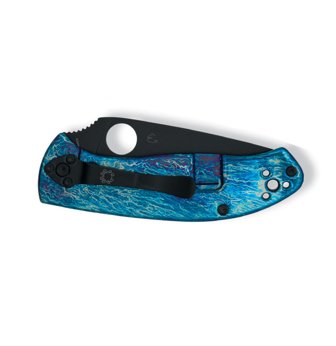 Spyderco Tenacious Blue Dissaray Titanium D2 Black Blade Pocket Knife C122TIBLBKD2P