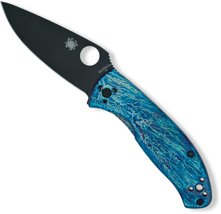 Spyderco Tenacious Blue Dissaray Titanium D2 Black Blade Pocket Knife C122TIBLBKD2P